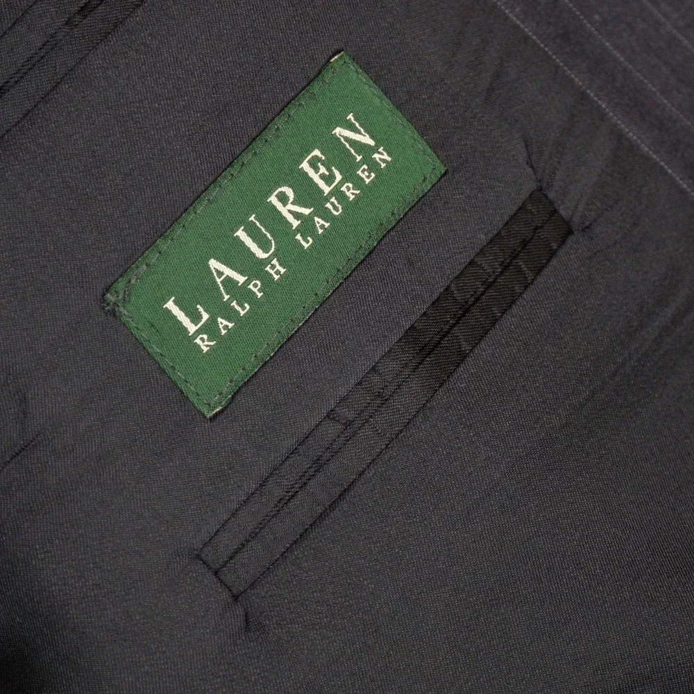 Lauren Ralph Lauren Blazer Mens 46L Gray Pinstripe Sport Coat Wool Blend